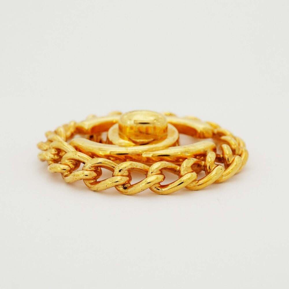CHANEL Authentic Gold Logo Brooch - Picture 3 of 7